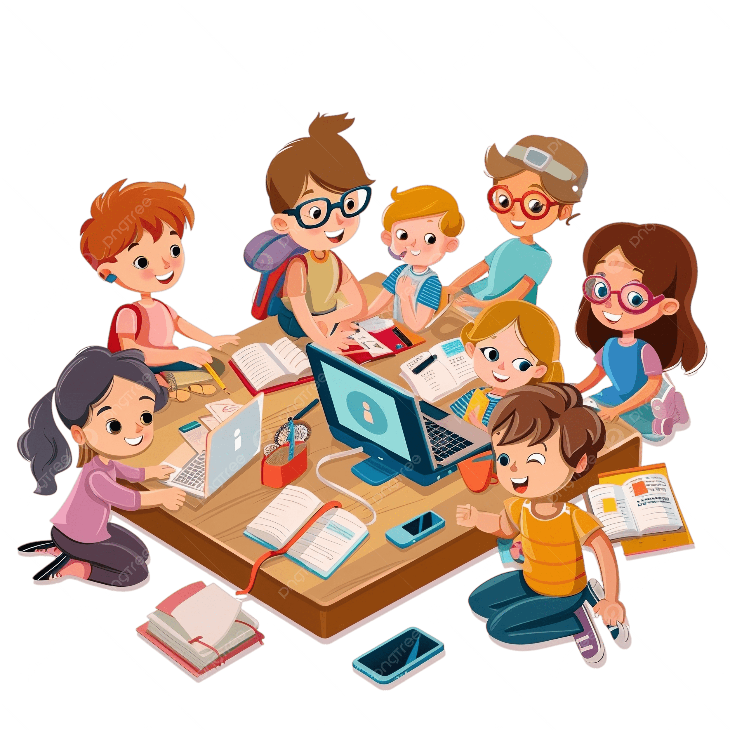 pngtree vector of online learning school kids png image 15621760